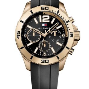 Tommy Hilfiger Sport Multifunction Black Dial Black Rubber Strap Watch For Men