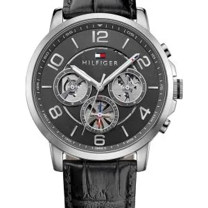 Montre Tommy Hilfiger pour Homme bracelet en cuir, argenté
