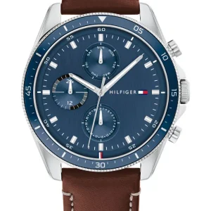 Tommy Hilfiger Brown Leather Men’s Multi-function Watch