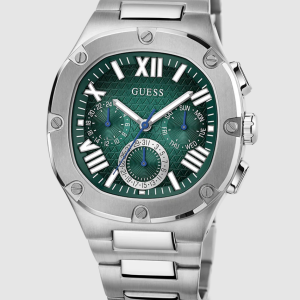 GUESS Mens Silver Tone Multi-function Watch