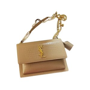 Saint Laurent-Beige sable-Cuir crocodile