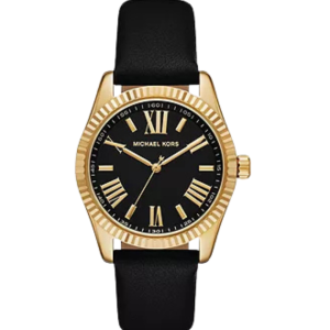 Michael Kors Lexington Three-Hand Black Leather Watch