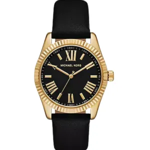 Michael Kors Lexington Three-Hand Black Leather Watch