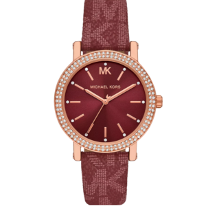 Michael Kors Corey Crystals Red Dial Red Leather Strap - MKO1025