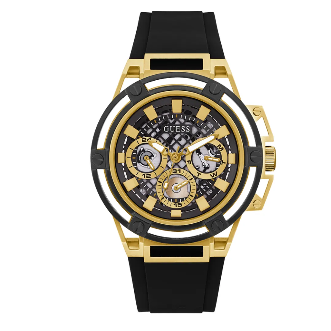 Design sans titre (88) Montre Multifonction GUESS Pour Homme En Ton Doré et Noir