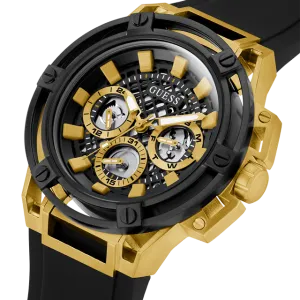 Montre Multifonction GUESS Pour Homme En Ton Doré et Noir