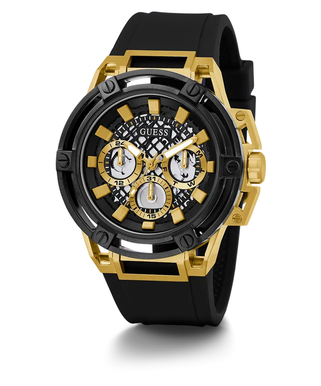 GW0423G2_F Montre Multifonction GUESS Pour Homme En Ton Doré et Noir