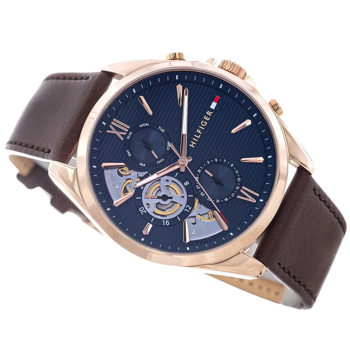 1710645-tommy-hilfiger-watch-men-blue-dial-leather-brown-strap-quartz-analog-baker_4