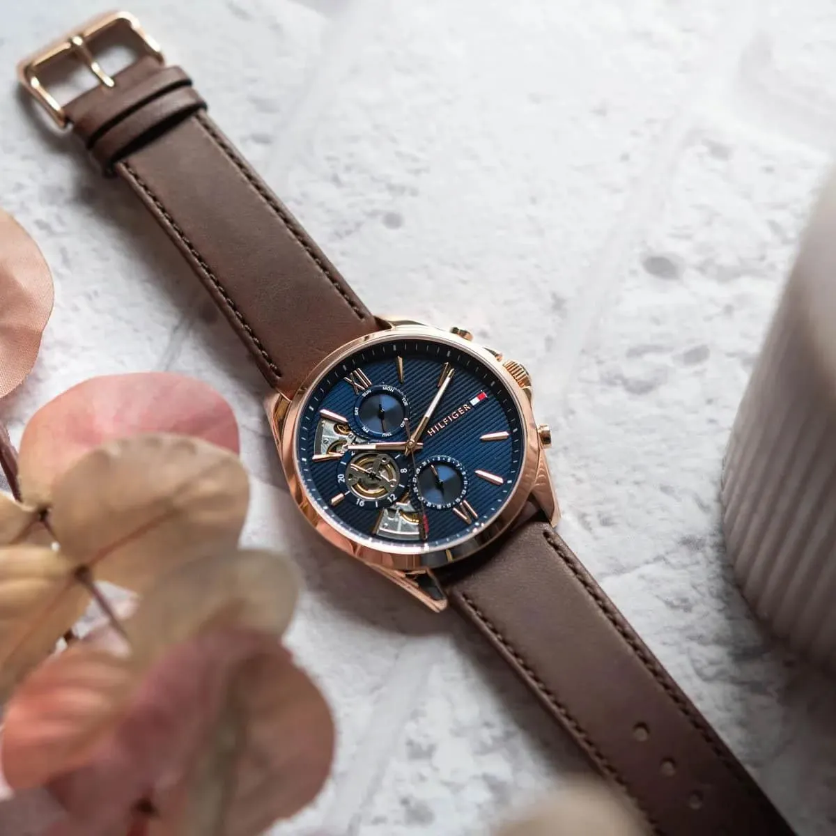 1710645-tommy-hilfiger-watch-men-blue-dial-leather-brown-strap-quartz-analog-baker_7