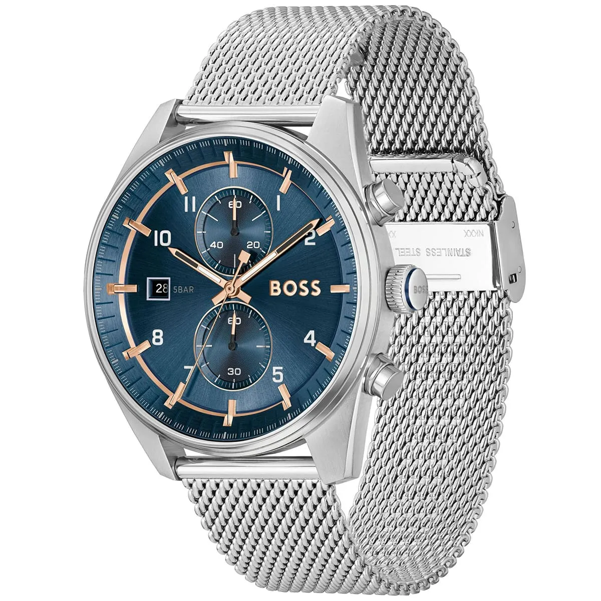 1514149-hugo-boss-watch-5bar-men-mesh-blue-dial-stainless-steel-metal-silver-strap-quartz-battery-analog-chronograph-skytraveller_2 Montre Hugo Boss Skytraveller Chronographe 1514149