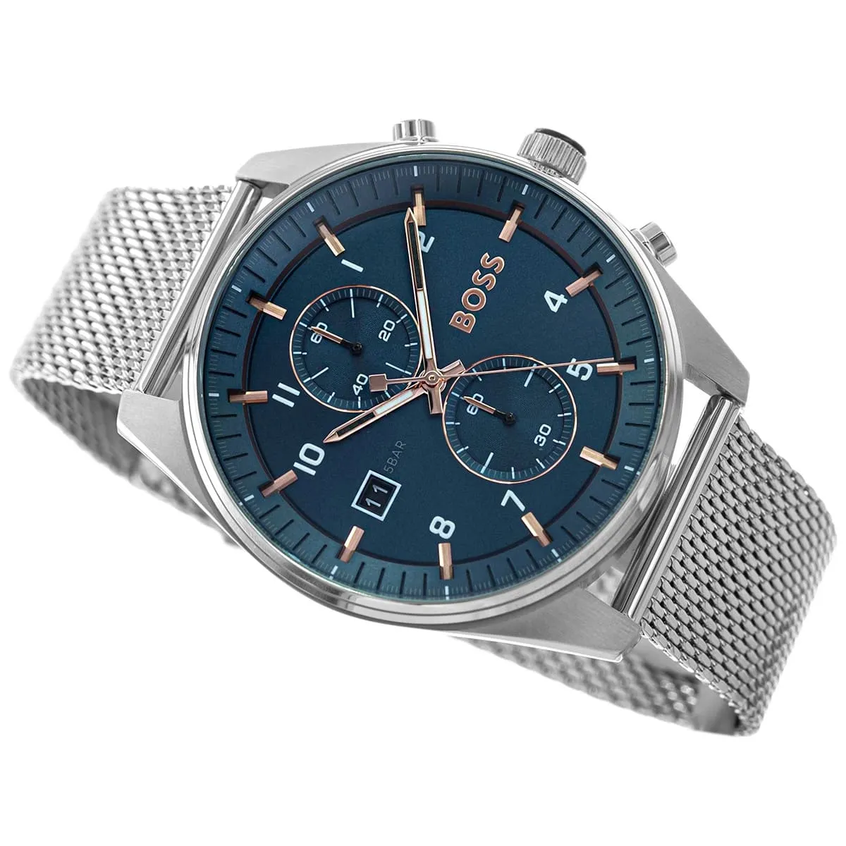 1514149-hugo-boss-watch-5bar-men-mesh-blue-dial-stainless-steel-metal-silver-strap-quartz-battery-analog-chronograph-skytraveller_4 Montre Hugo Boss Skytraveller Chronographe 1514149
