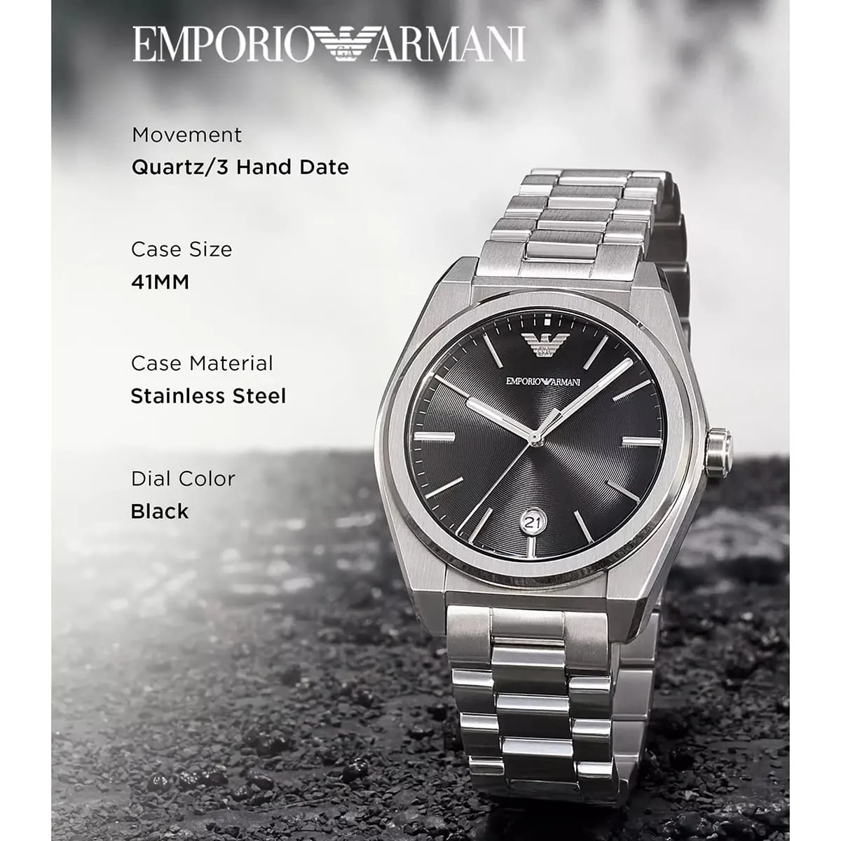 ar11622-emporio-armani-watch-men-black-dial-metal-stainless-steel-silver-strap-quartz-analog-federico_11 Montre Emporio Armani Homme AR11622 – Élégance Classique