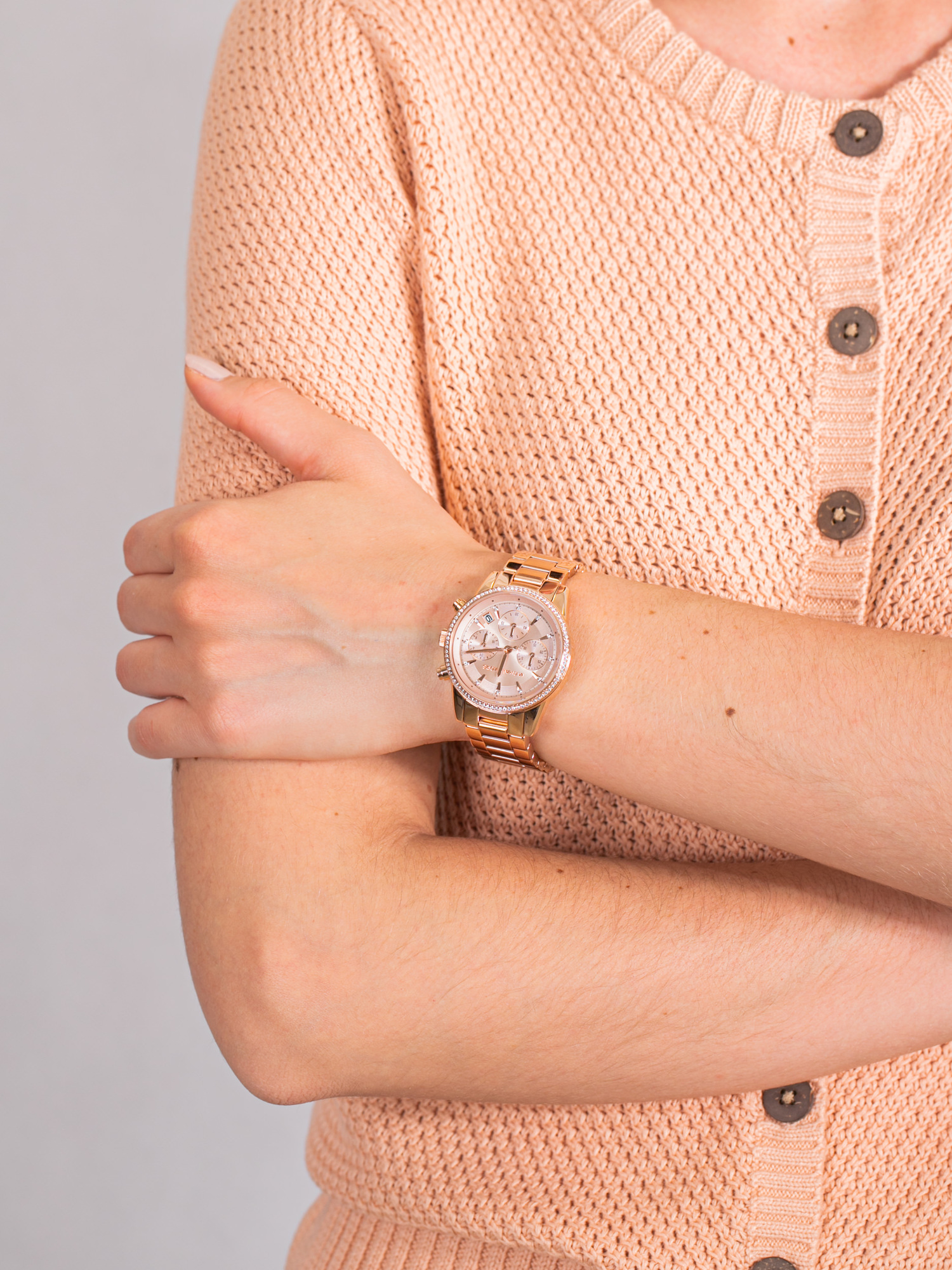 zegarek-damski-z-chronograf-michael-kors-ritz-mk6357-ritz-3 Montre Femme Michael Kors Mini Bradshaw MK5798 – Charme Doré