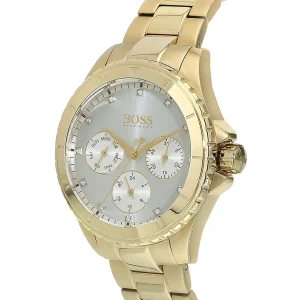 1502445 hugo boss watch women silver dial metal stainless gold strap quartz battery analog three hand premiere 3