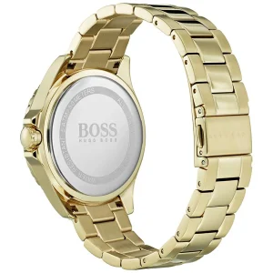 1502445 hugo boss watch women silver dial metal stainless gold strap quartz battery analog three hand premiere 7