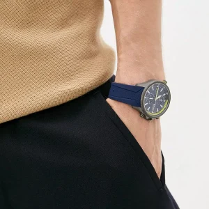 1513821 hugo boss watch men blue dial rubber strap quartz battery analog chronograph 10bar water resistant globetrotter 11