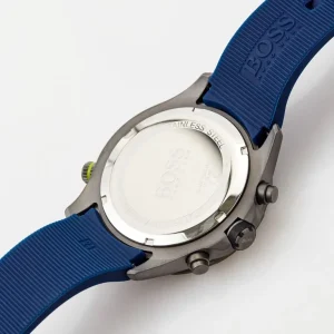 1513821 hugo boss watch men blue dial rubber strap quartz battery analog chronograph 10bar water resistant globetrotter 5 768x768