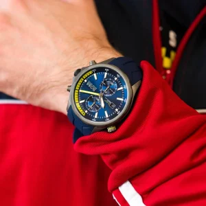 1513821 hugo boss watch men blue dial rubber strap quartz battery analog chronograph 10bar water resistant globetrotter 9