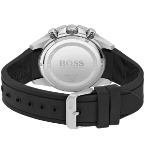 1513912 hugo boss watch men black dial rubber strap quartz battery analog chronograph 10bar 330ft admiral 5