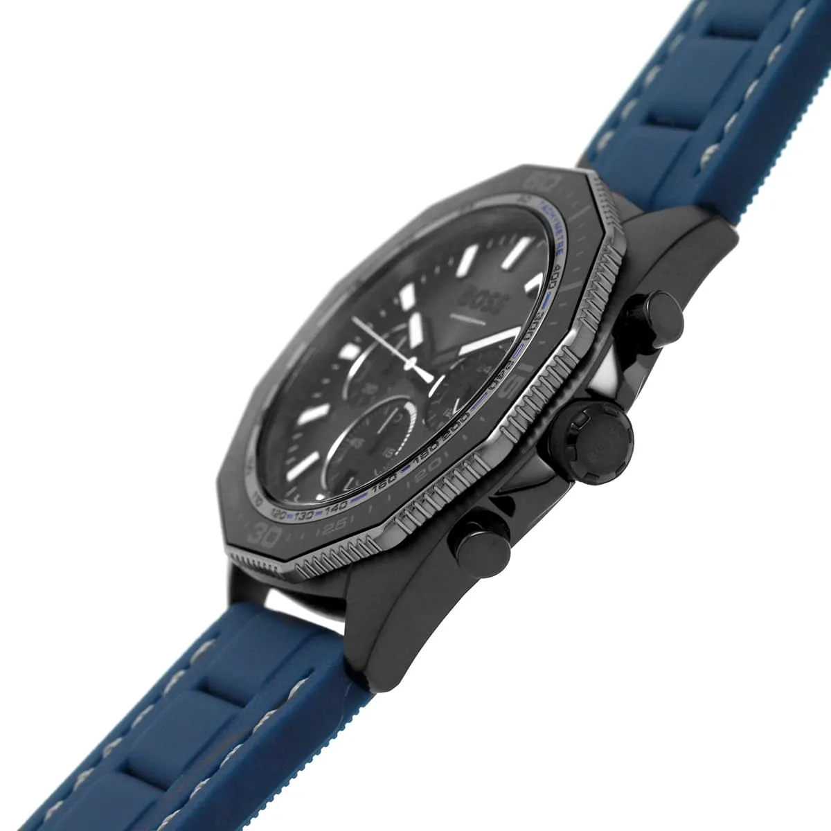 1513972 hugo boss watch chronograph 5bar 165ft men gray dial rubber blue strap quartz battery analog energy 5 1513972 hugo boss watch chronograph 5bar 165ft men gray dial rubber blue strap quartz battery analog energy 5
