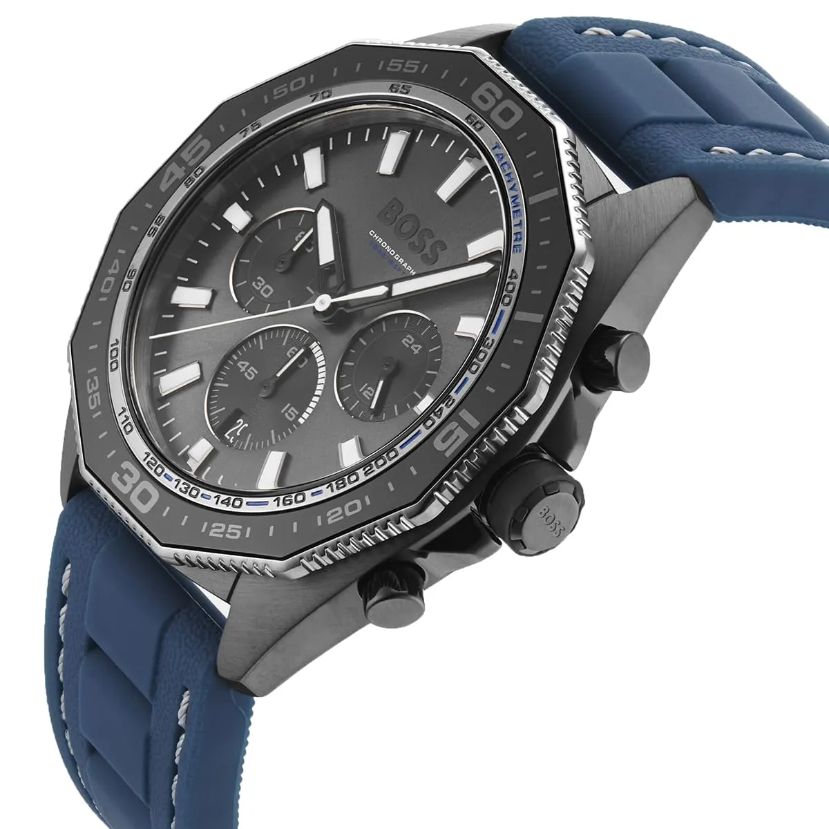 1513972 hugo boss watch chronograph 5bar 165ft men gray dial rubber blue strap quartz battery analog energy 7 1513972 hugo boss watch chronograph 5bar 165ft men gray dial rubber blue strap quartz battery analog energy 7