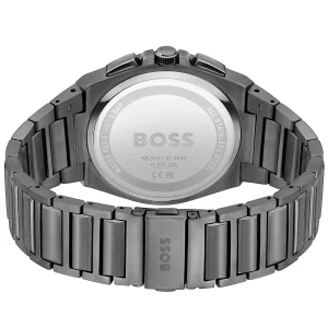 1514045 hugo boss watch men green dial metal stainless gray strap quartz battery analog chronograph steer 3