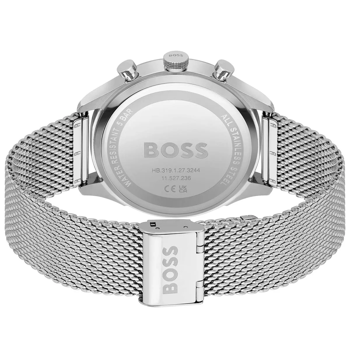 1514052 hugo boss watch men blue dial metal stainless silver mesh strap quartz battery analog chronograph gregor 3 1514052 hugo boss watch men blue dial metal stainless silver mesh strap quartz battery analog chronograph gregor 3