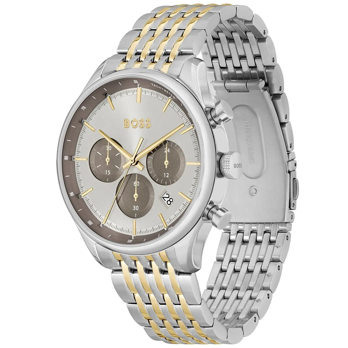 1514053 hugo boss watch men silver dial metal stainless gold strap quartz battery analog chronograph gregor 2 1514053 hugo boss watch men silver dial metal stainless gold strap quartz battery analog chronograph gregor 2