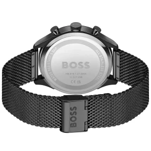 1514065 hugo boss watch men black dial metal stainless strap quartz battery analog chronograph gregor 3