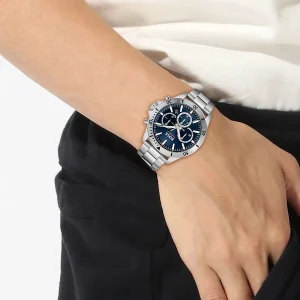 1514069 hugo boss watch men blue dial metal stainless silver strap quartz battery analog chronograph troper 10