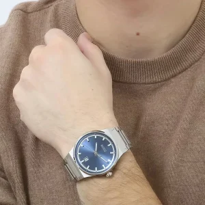 1514076 hugo boss watch men blue dial metal stainless silver strap quartz battery analog three hand candor 4