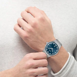 1514076 hugo boss watch men blue dial metal stainless silver strap quartz battery analog three hand candor 6