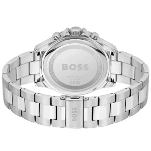 1514101 hugo boss watch men black dial metal stainless silver strap quartz battery analog chronograph troper 3