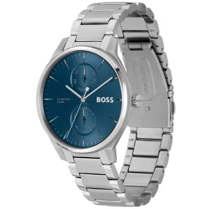 1514106 hugo boss watch men blue dial metal stainless silver strap quartz battery analog three hand tyler 2