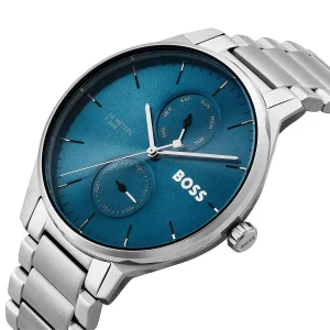 1514106 hugo boss watch men blue dial metal stainless silver strap quartz battery analog three hand tyler 4