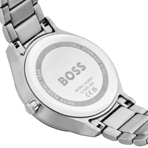 1514106 hugo boss watch men blue dial metal stainless silver strap quartz battery analog three hand tyler 5