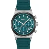 1514244 hugo boss watch men green dial rubber strap quartz battery analog chronograph candor