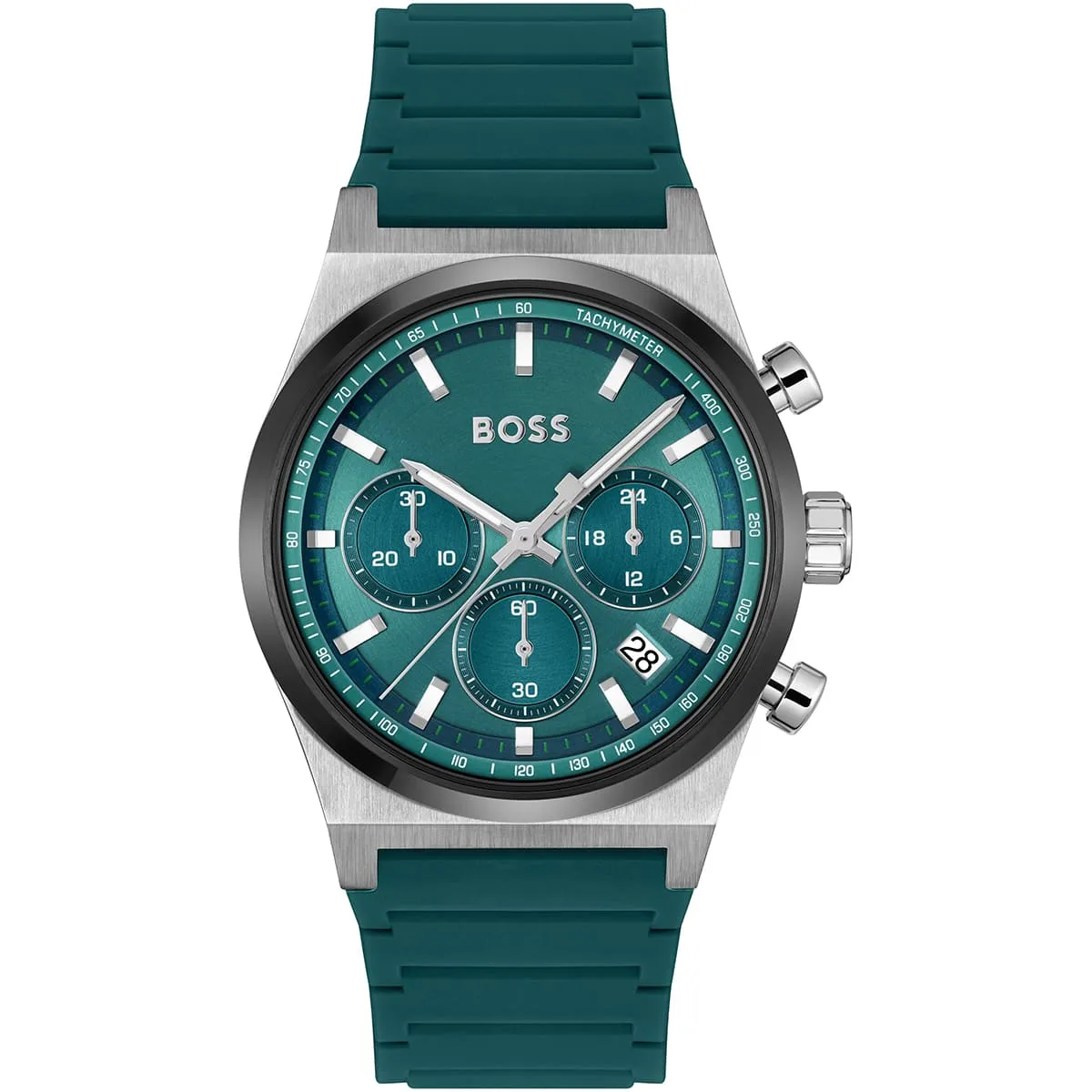 1514244 hugo boss watch men green dial rubber strap quartz battery analog chronograph candor 1514244 hugo boss watch men green dial rubber strap quartz battery analog chronograph candor