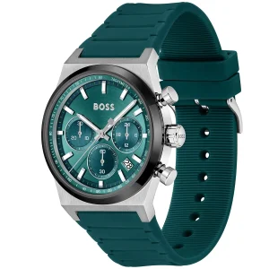 1514244 hugo boss watch men green dial rubber strap quartz battery analog chronograph candor 2