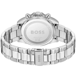 1514267 hugo boss watch men black dial stainless steel metal silver strap quartz battery analog chronograph hero 3