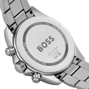 1514267 hugo boss watch men black dial stainless steel metal silver strap quartz battery analog chronograph hero 5