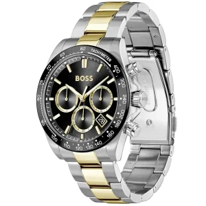 1514269 hugo boss watch men two tone black dial stainless steel metal silver gold strap quartz battery analog chronograph hero 2