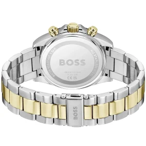 1514269 hugo boss watch men two tone black dial stainless steel metal silver gold strap quartz battery analog chronograph hero 3