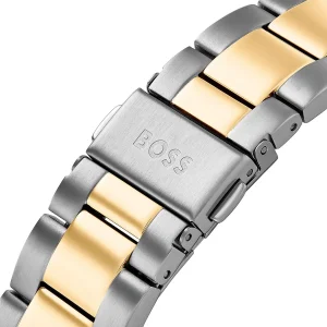 1514269 hugo boss watch men two tone black dial stainless steel metal silver gold strap quartz battery analog chronograph hero 6