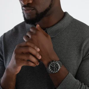 1514271 hugo boss watch men black dial stainless steel metal strap quartz battery analog chronograph hero 10