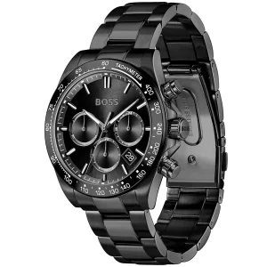 1514271 hugo boss watch men black dial stainless steel metal strap quartz battery analog chronograph hero 2