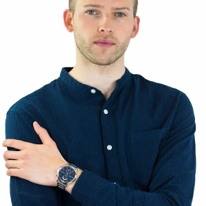 1710401 tommy hilfiger watch men blue dial stainless steel metal silver strap quartz battery analog monthly weekly date kane 14
