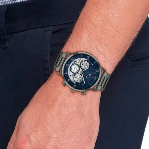 1710707 tommy hilfiger watch men navy dial metal stainless steel gray strap quartz analog legend 4