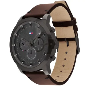 1791799 tommy hilfiger watch men gray dial leather brown strap quartz analog chronograph jameson 2