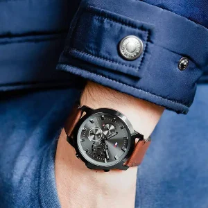 1791799 tommy hilfiger watch men gray dial leather brown strap quartz analog chronograph jameson 4